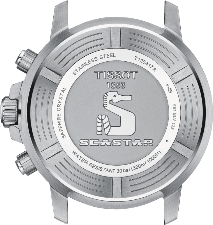 Tissot,Seastar 45.50mm,45.50mm,Stainless Steel,Black,Quartz,Chronograph,Date,Rattrapante,T120,T120.417.17.051.02