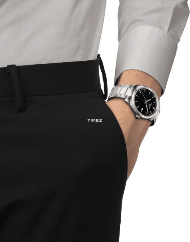 Tissot,PR 100 40mm,40mm,Stainless Steel,Black,Quartz,Day,Sapphire,Glass,T150,T150.410.11.051.00