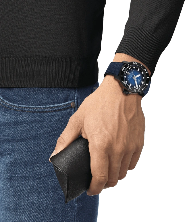 Tissot,Seastar 46mm,46mm,Ceramic,Stainless Steel,Blue,Gradient,Automatic,Day,80hours,T120,T120.607.37.041.00