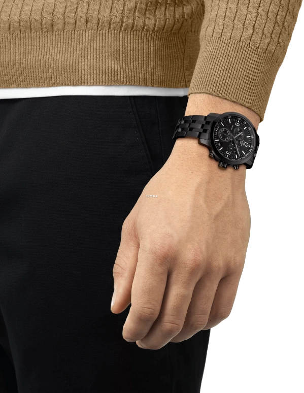 Tissot,PRC 200 43mm,43mm,Stainless Steel,Black,Quartz,Chronograph,Day,T114,T114.417.33.057.00