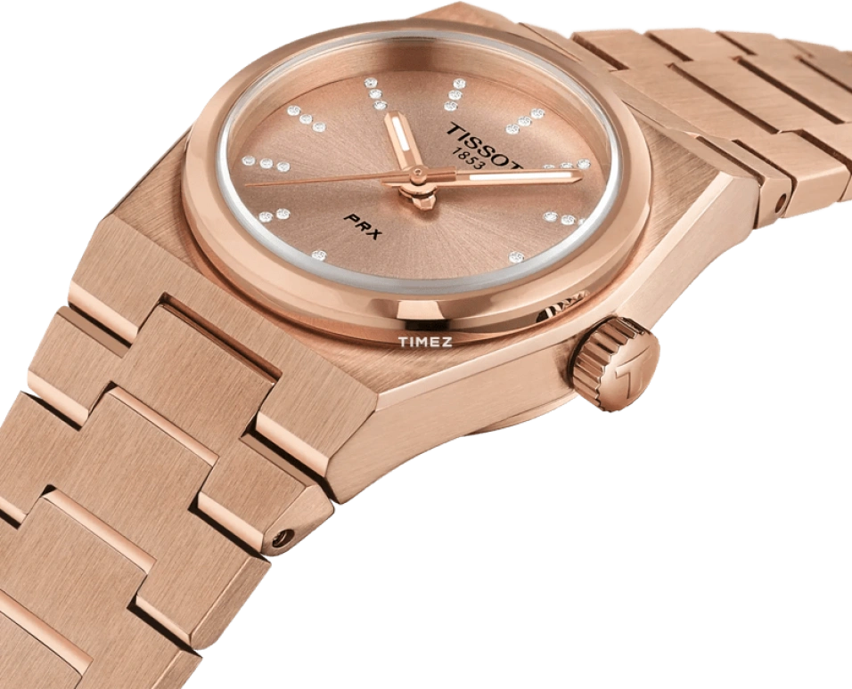 Tissot,PRX 25mm,25mm,Stainless Steel,Rose Gold,Quartz,Sapphire,Glass,Tonneau,T137,T137.010.33.506.00