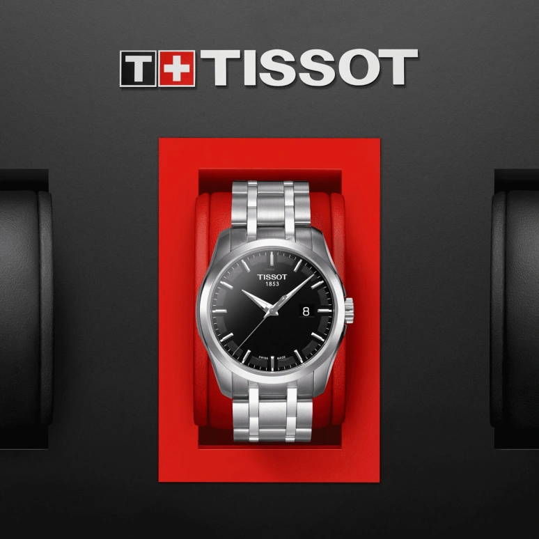Tissot,Couturier 39mm,39mm,Stainless Steel,Black,Quartz,Day,26280hours,T035,T035.410.11.051.00
