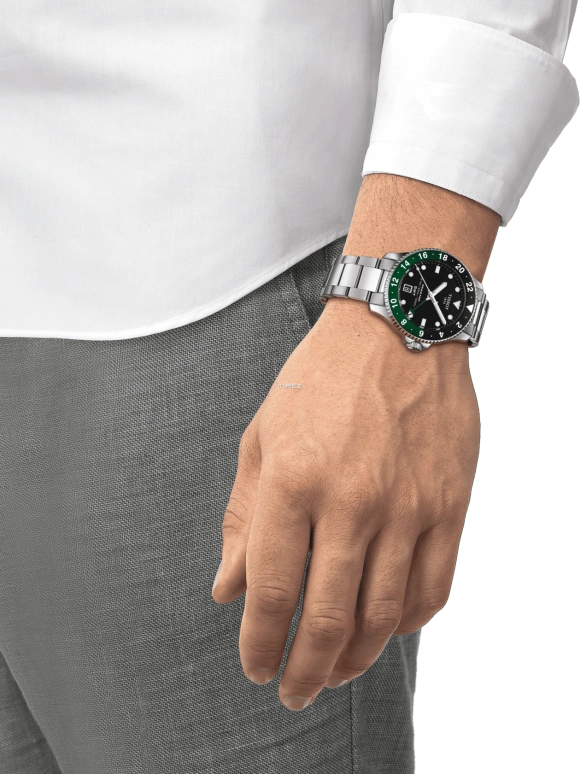 Tissot,Seastar 40mm,40mm,Stainless Steel,Black,Quartz,Day,Dule Time,T120,T120.852.11.051.00