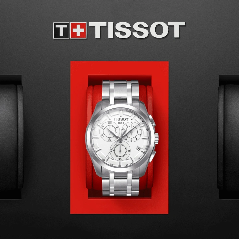 Tissot,Couturier 41mm,41mm,Stainless Steel,White,Quartz,Chronograph,Date,Rattrapante,T035,T035.617.11.031.00