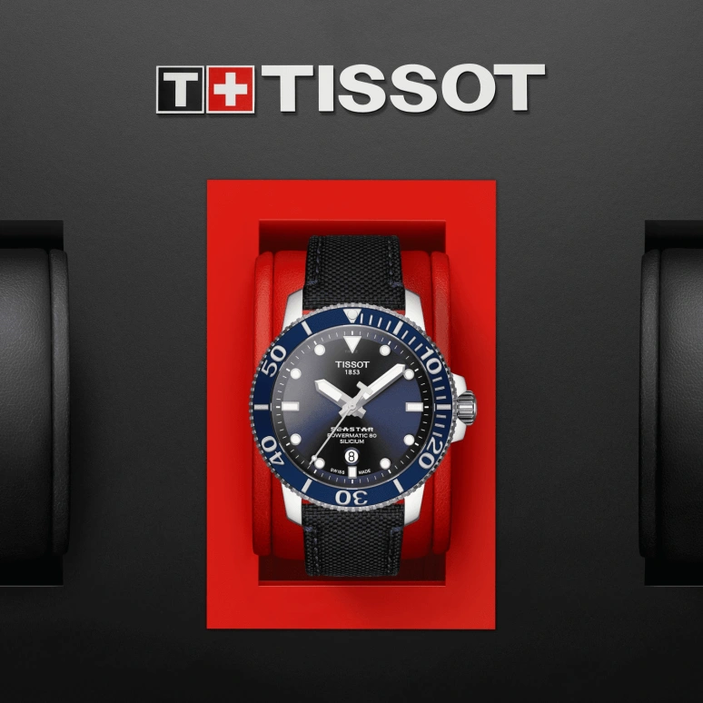 Tissot,Seastar 43mm,43mm,Stainless Steel,Blue,Automatic,Date,80hours,T120,T120.407.17.041.01