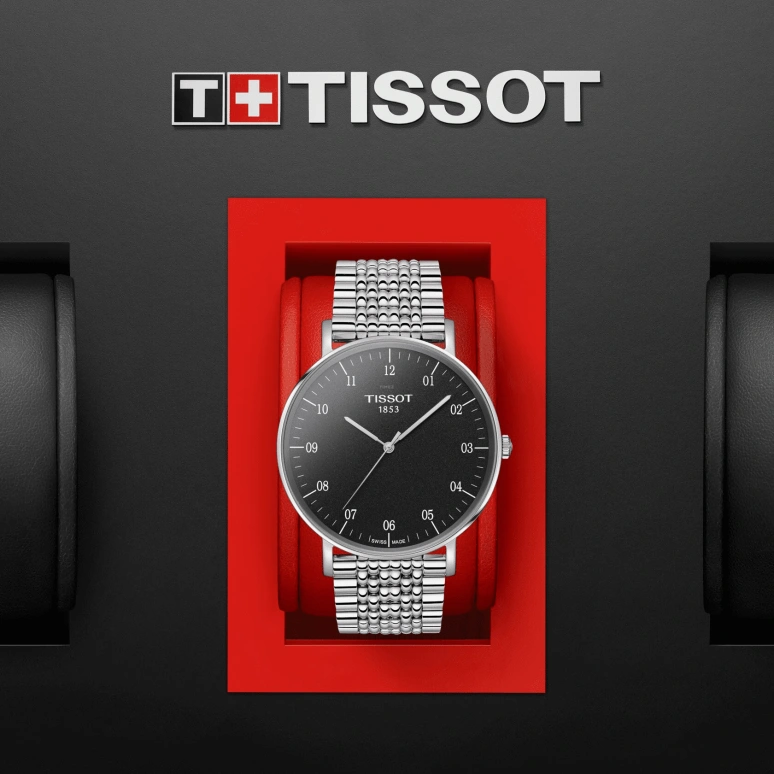 Tissot,Everytime 42mm,42mm,Stainless Steel,Black,Quartz,Sapphire,Crystal Glass,Round,T109,T109.610.11.077.00