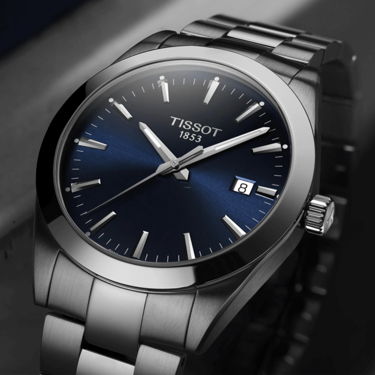 Tissot,Gentleman 40mm,40mm,Stainless Steel,Blue,Quartz,Day,Sapphire,Crystal Glass,T127,T127.410.11.041.00