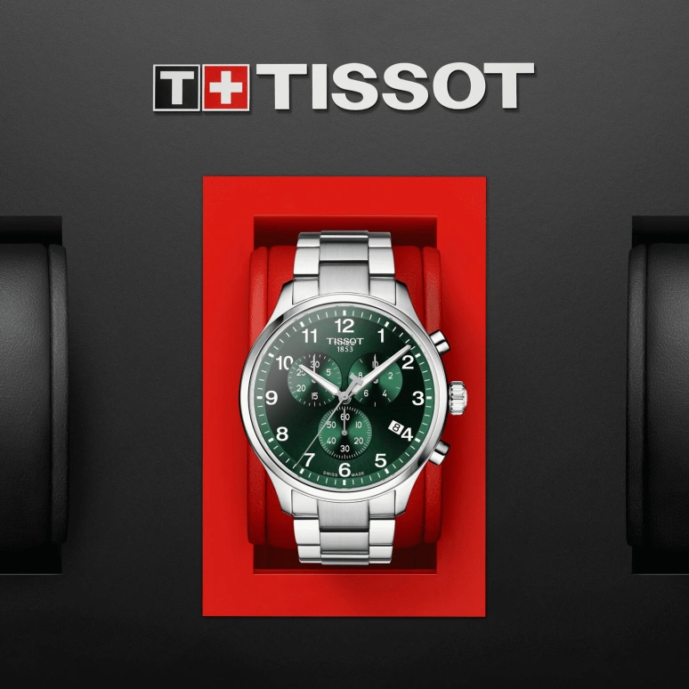 Tissot,Chrono 45mm,45mm,Stainless Steel,Green,Quartz,Chronograph,Day,T116,T116.617.11.092.00