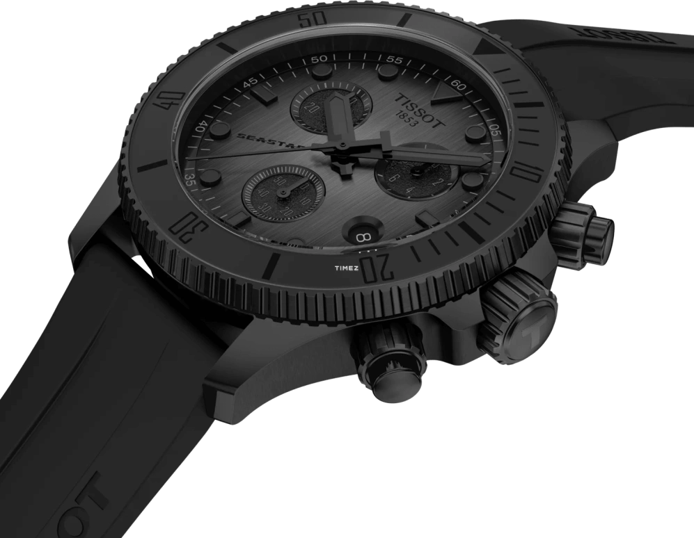 Tissot,Seastar 38mm,38mm,Stainless Steel,Black,Quartz,Chronograph,Day,T120,T120.217.37.061.00