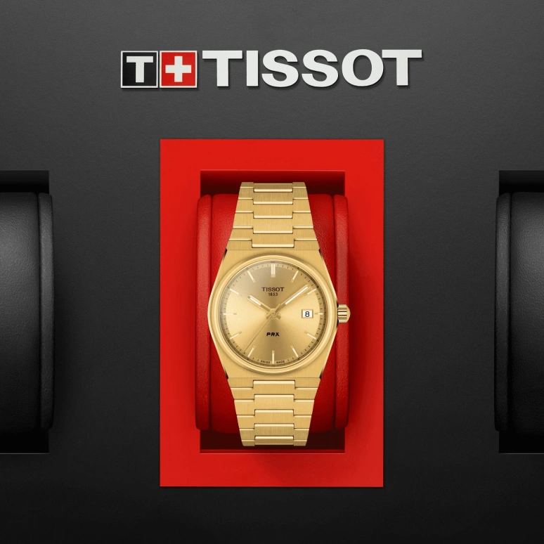 Tissot,PRX 35mm,35mm,Stainless Steel,Champagne,Quartz,Date,Sapphire,T137,T137.210.33.021.00