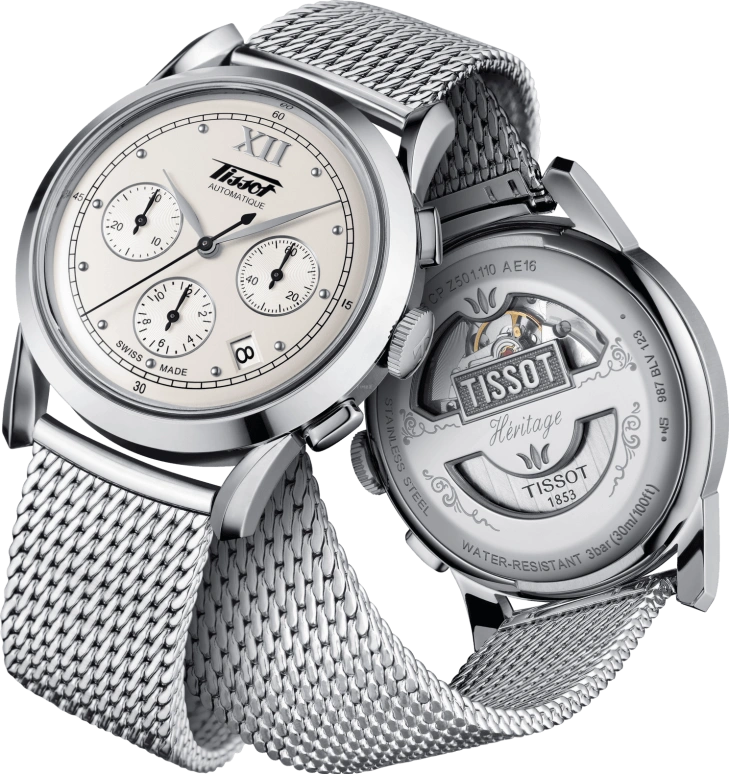 Tissot,Heritage 39.50mm,39.50mm,Stainless Steel,Silver,Automatic,Chronograph,Day,T66,T66.1.782.33