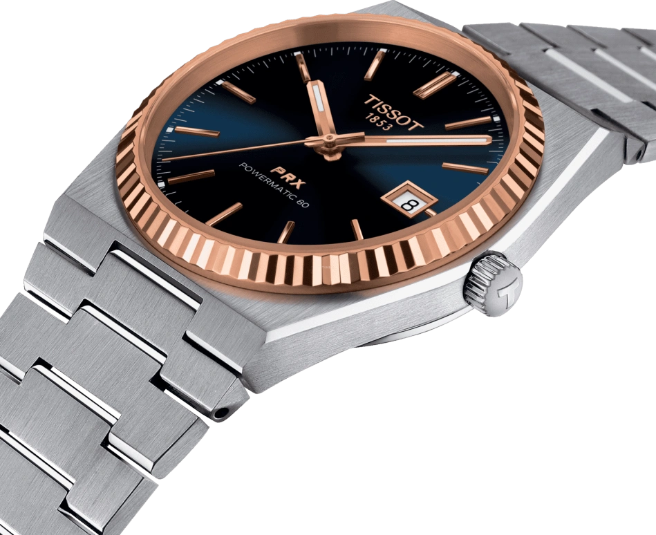 Tissot,PRX 40mm,40mm,Rose Gold,Stainless Steel,Blue,Gradient,Automatic,Day,80hours,T931,T931.407.41.041.00