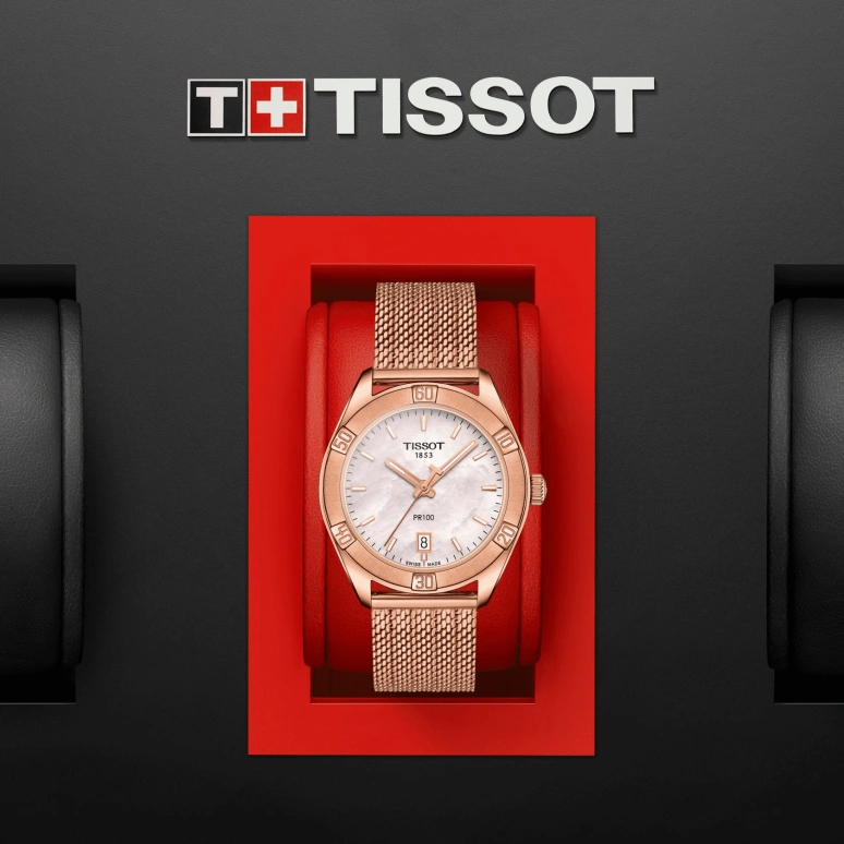 Tissot,PR 100 36mm,36mm,Stainless Steel,White,Pink,Quartz,Day,26280hours,T101,T101.910.33.151.00
