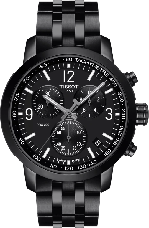 Tissot,PRC 200 43mm,43mm,Stainless Steel,Black,Quartz,Chronograph,Day,T114,T114.417.33.057.00