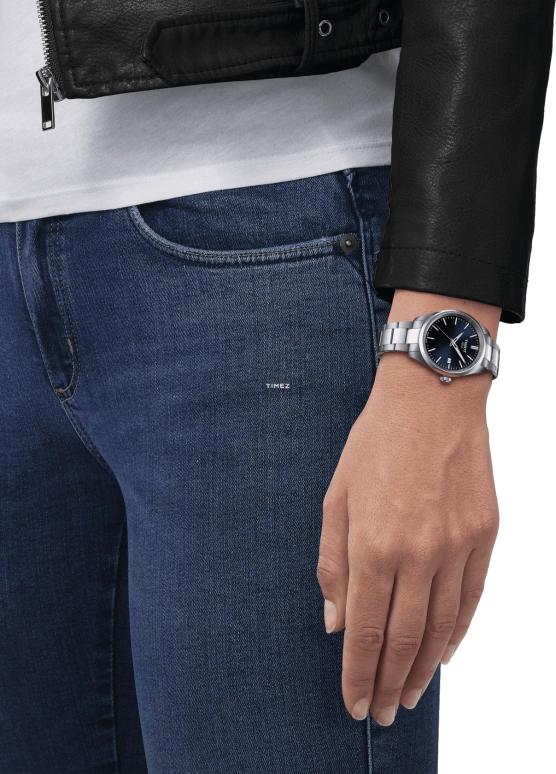Tissot,PR 100 34mm,34mm,Stainless Steel,Blue,Quartz,Day,Sapphire,Crystal Glass,T150,T150.210.11.041.00
