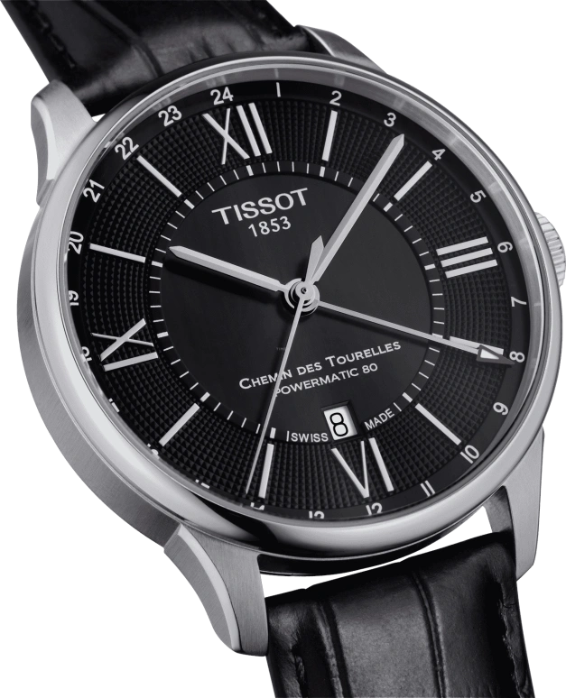 Tissot,Chemin Des Tourelles 42mm,42mm,Stainless Steel,Black,Automatic,Day,Dule Time,GMT,T099,T099.429.16.058.00