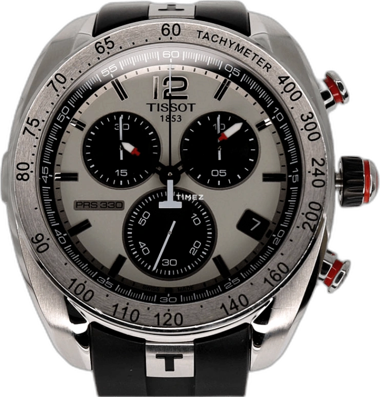 Tissot,PRS 330 44mm,44mm,Stainless Steel,Silver,Quartz,Chronograph,Day,Rattrapante,T076,T076.417.17.087.00