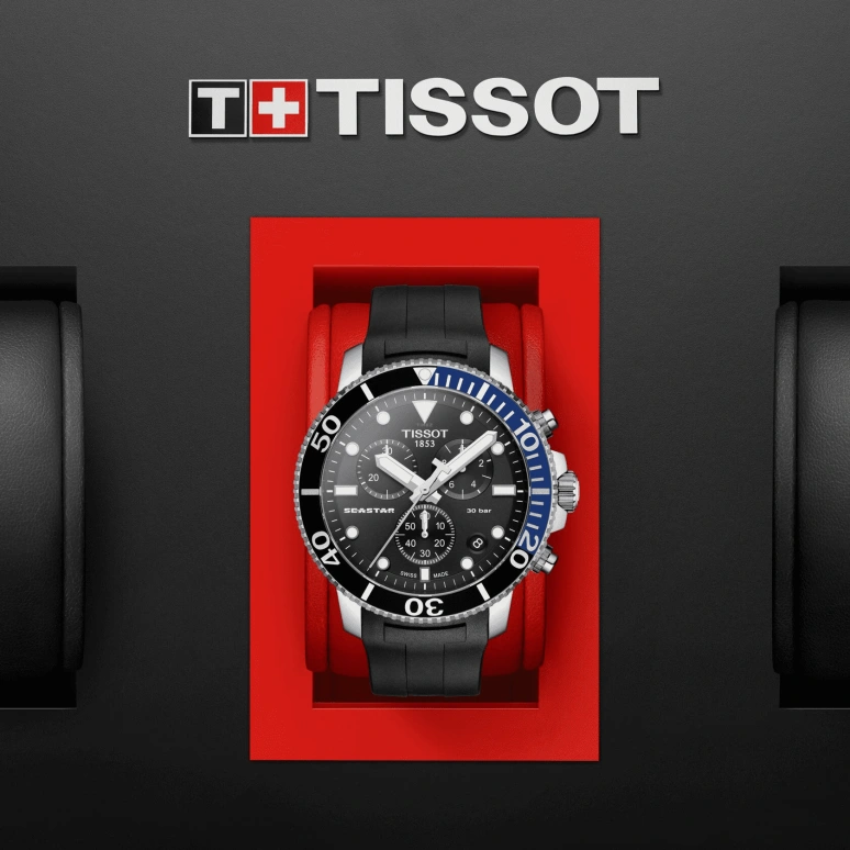 Tissot,Seastar 45.50mm,45.50mm,Stainless Steel,Black,Quartz,Chronograph,Date,Rattrapante,T120,T120.417.17.051.02