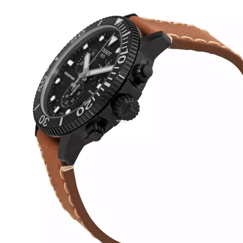 Tissot,Seastar 45.50mm,45.50mm,Stainless Steel,Black,Quartz,Chronograph,Day,T120,T120.417.36.051.00