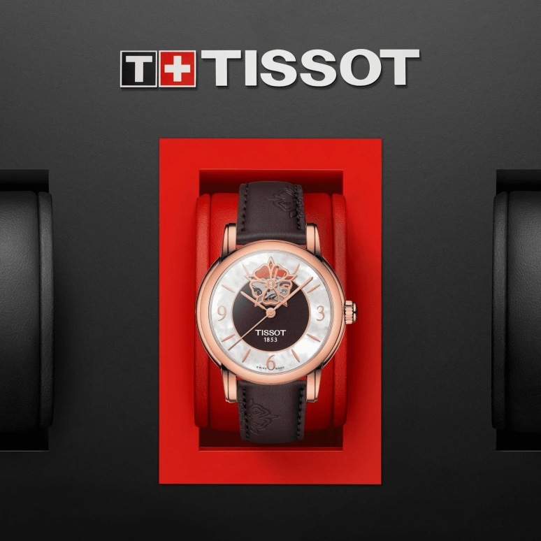 Tissot,Lady Heart 35mm,35mm,Stainless Steel,White,Brown,Automatic,80hours,Sapphire,Crystal Glass,T050,T050.207.37.117.04