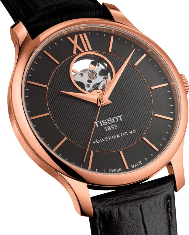 Tissot,Tradition 40mm,40mm,Rose Gold,Grey,Automatic,80hours,Sapphire,T063,T063.907.36.068.00