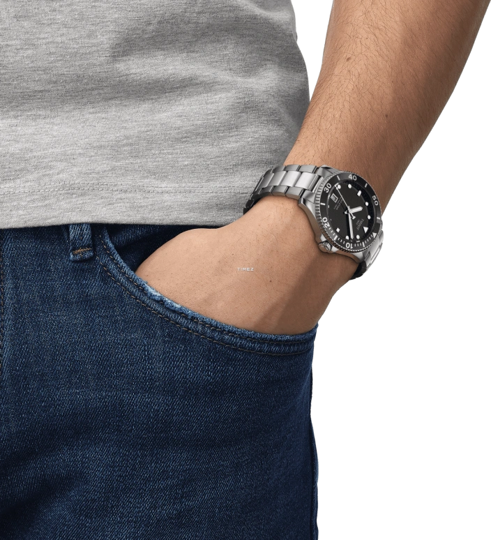 Tissot,Seastar 42mm,42mm,Stainless Steel,Black,Quartz,Day,In-house Caliber,T120,T120.410.11.051.00