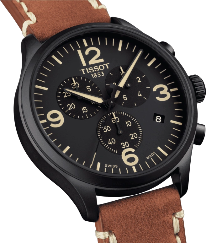 Tissot,XL 45mm,45mm,Stainless Steel,Black,Quartz,Chronograph,Day,T116,T116.617.36.057.00