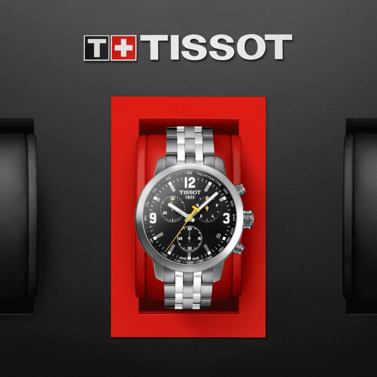 Tissot,PRC 200 42mm,42mm,Stainless Steel,Black,Quartz,Chronograph,Date,Rattrapante,T055,T055.417.11.057.00