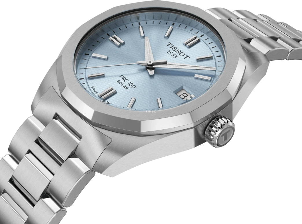 Tissot,PRC 100 34mm,34mm,Stainless Steel,Ice Blue,Quartz,Day,Solar Charging,T151,T151.822.11.351.00