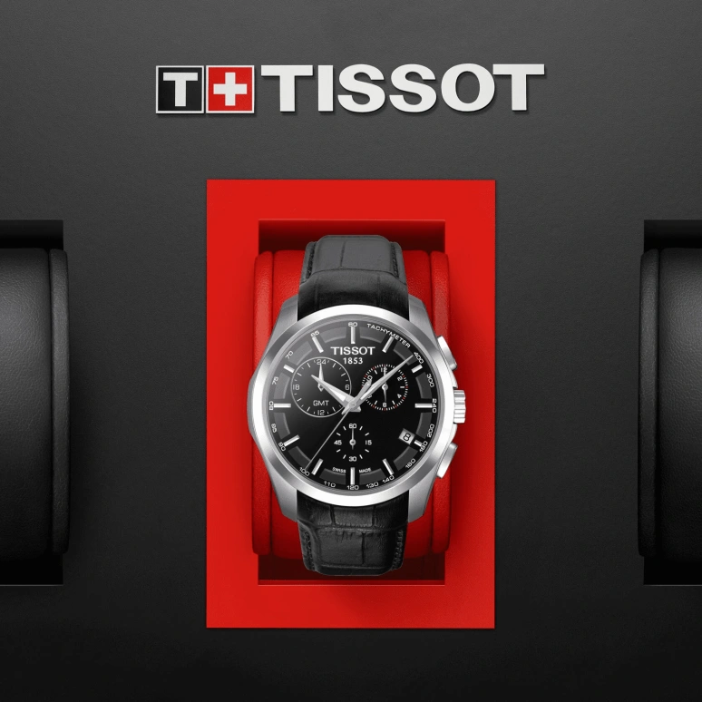 Tissot,Couturier 41mm,41mm,Stainless Steel,Black,Quartz,Chronograph,Date,Rattrapante,T035,T035.439.16.051.00