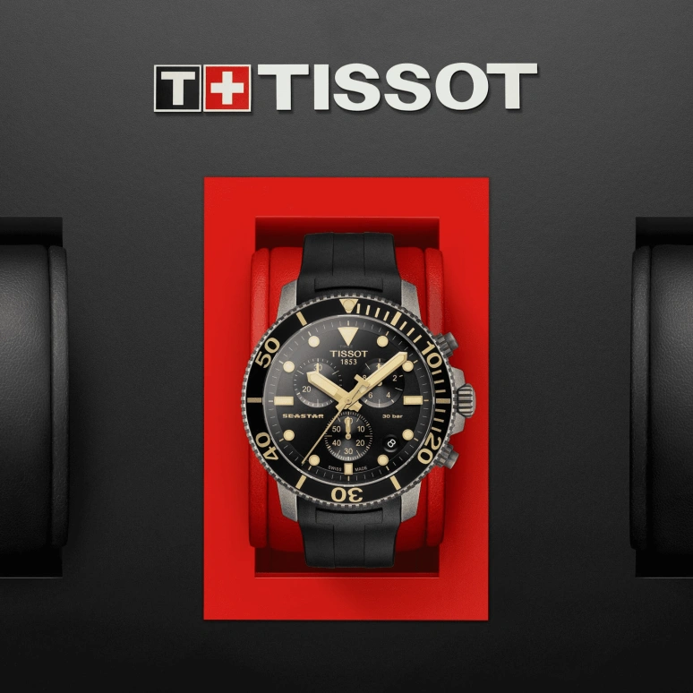 Tissot,Seastar 45.50mm,45.50mm,Stainless Steel,Black,Quartz,Chronograph,Date,Rattrapante,T120,T120.417.37.051.01