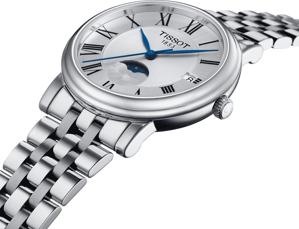Tissot,Carson 32mm,32mm,Stainless Steel,Silver,Quartz,Moonphase,Date,T122,T122.223.11.033.00