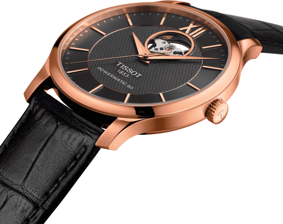Tissot,Tradition 40mm,40mm,Rose Gold,Grey,Automatic,80hours,Sapphire,T063,T063.907.36.068.00