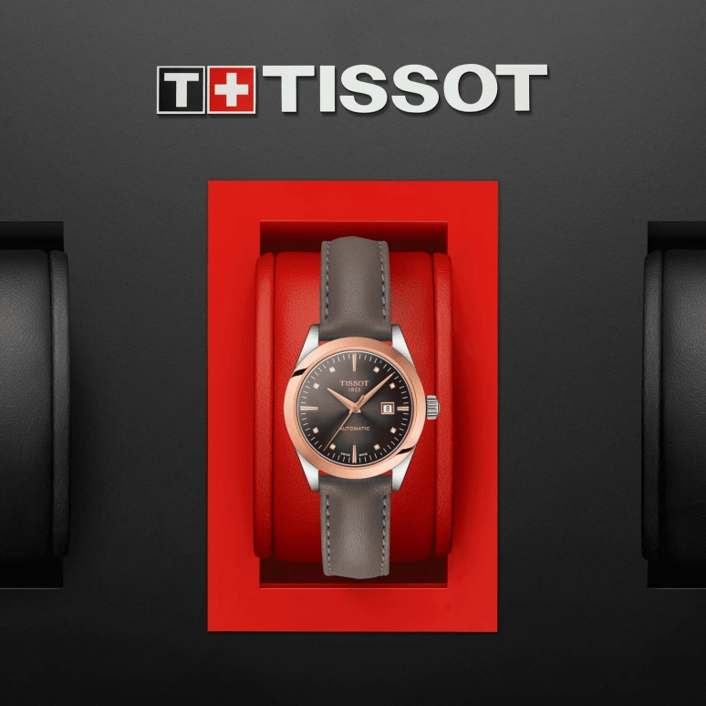 Tissot,T-Lady 29.30mm,29.30mm,Rose Gold,Stainless Steel,Brown,Automatic,Date,48hours,T930,T930.007.46.296.00