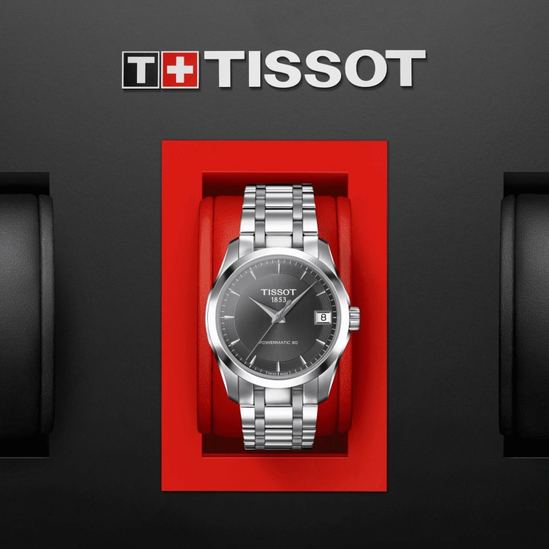 Tissot,Couturier 32mm,32mm,Stainless Steel,Smoky Gray,Automatic,Day,80hours,T035,T035.207.11.061.00