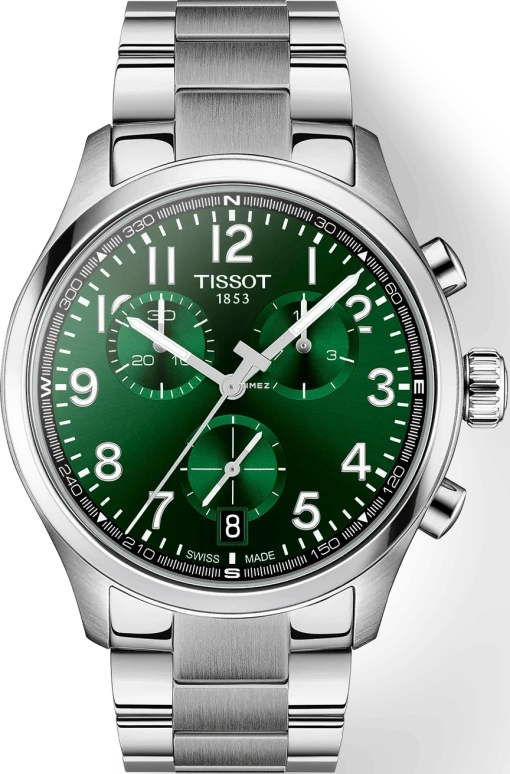 Tissot,Chrono 42mm,42mm,Stainless Steel,Green,Quartz,Chronograph,Day,T116,T116.417.11.092.00