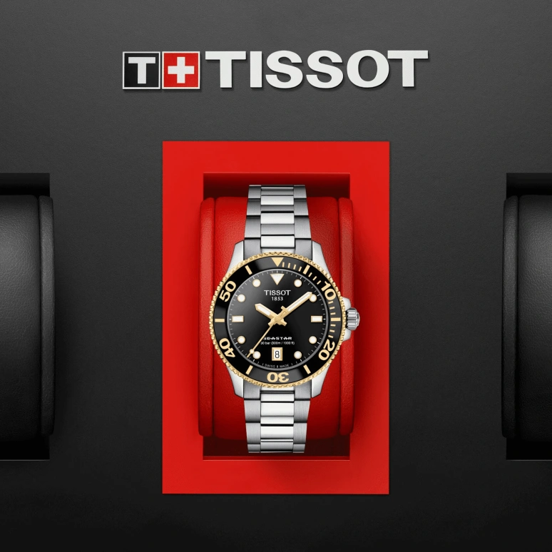 Tissot,Seastar 36mm,36mm,Stainless Steel,Black,Quartz,Date,26280hours,T120,T120.210.21.051.00