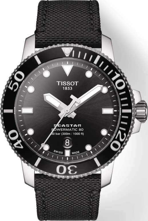 Tissot,Seastar 43mm,43mm,Stainless Steel,Black,Automatic,Day,80hours,T120,T120.407.17.051.00