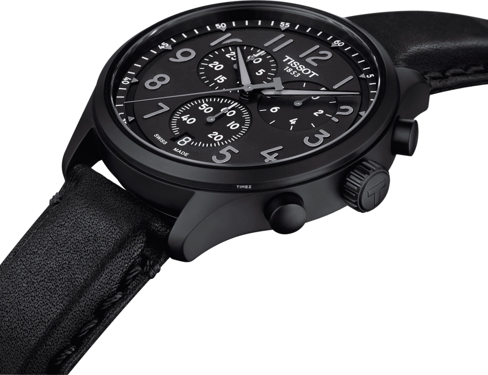 Tissot,Chrono 45mm,45mm,Stainless Steel,Black,Quartz,Chronograph,Day,T116,T116.617.36.052.04