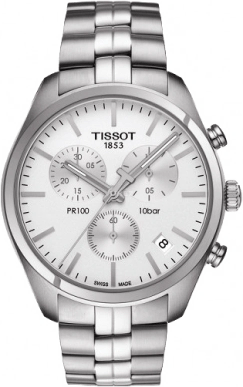 Tissot,PR 100 41mm,41mm,Stainless Steel,Silver,Quartz,Chronograph,Day,T101,T101.417.11.031.00