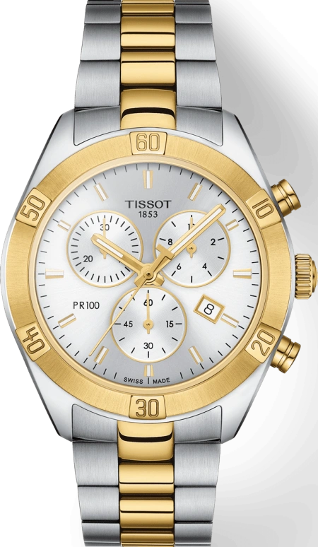 Tissot,PR 100 38mm,38mm,Stainless Steel,Silver,Quartz,Chronograph,Day,T101,T101.917.22.031.00