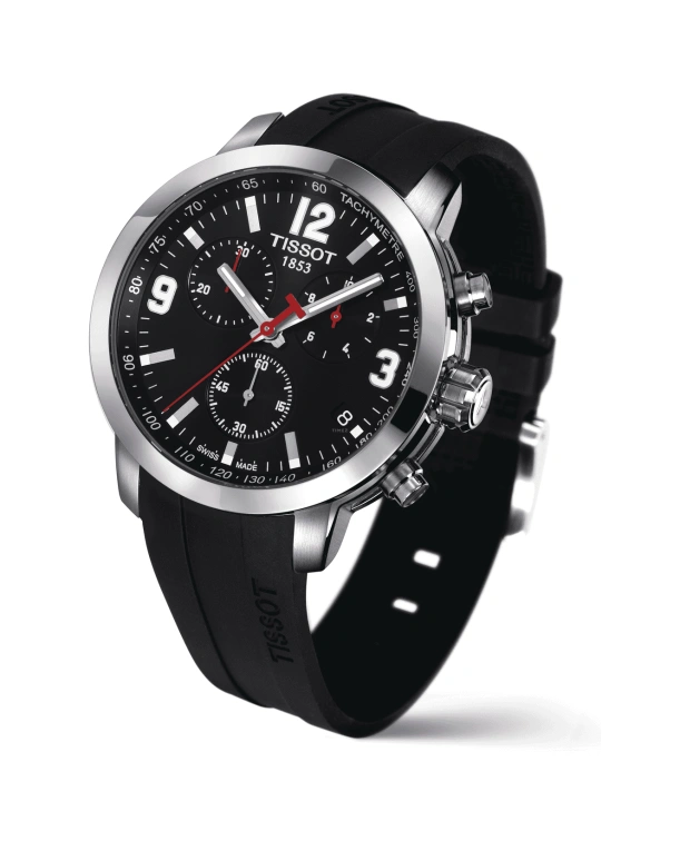 Tissot,PRC 200 42mm,42mm,Stainless Steel,Black,Quartz,Chronograph,Date,Rattrapante,T055,T055.417.17.057.00