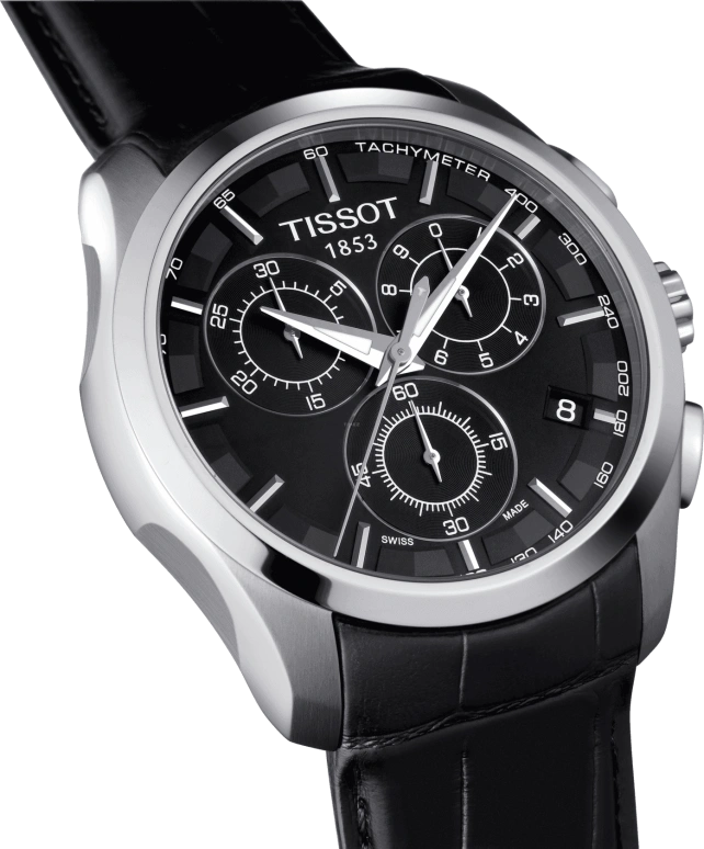 Tissot,Couturier 41mm,41mm,Stainless Steel,Black,Quartz,Chronograph,Date,Rattrapante,T035,T035.617.16.051.00