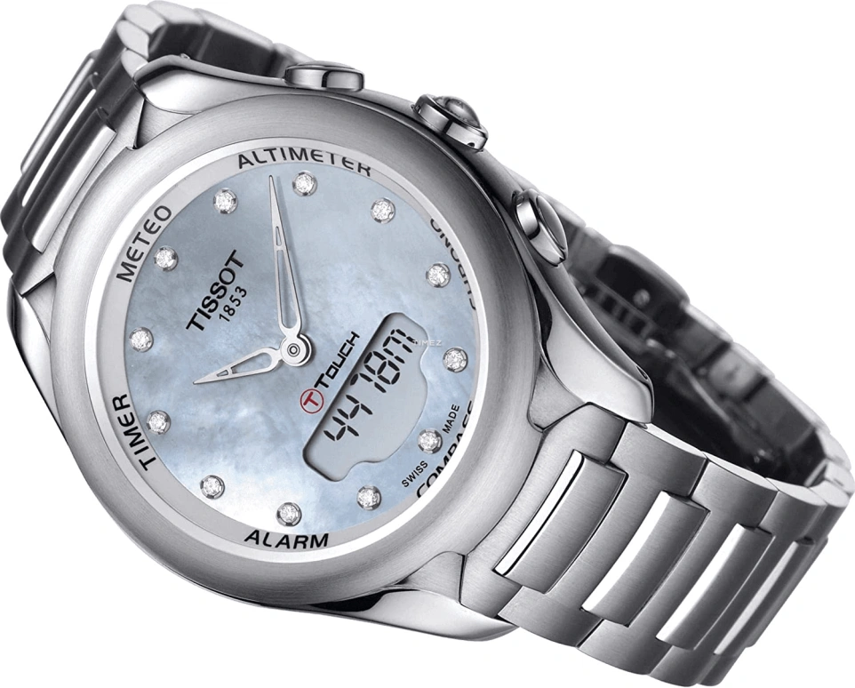 Tissot,Touch 38mm,38mm,Stainless Steel,Silver White,Sapphire,Crystal Glass,Setting,Diamonds,Mother of Pearl,T075,T075.220.11.106.00