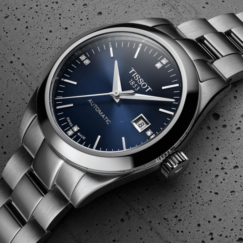 Tissot,T-Lady 29.30mm,29.30mm,Stainless Steel,Blue,Automatic,Date,48hours,T132,T132.007.11.046.00