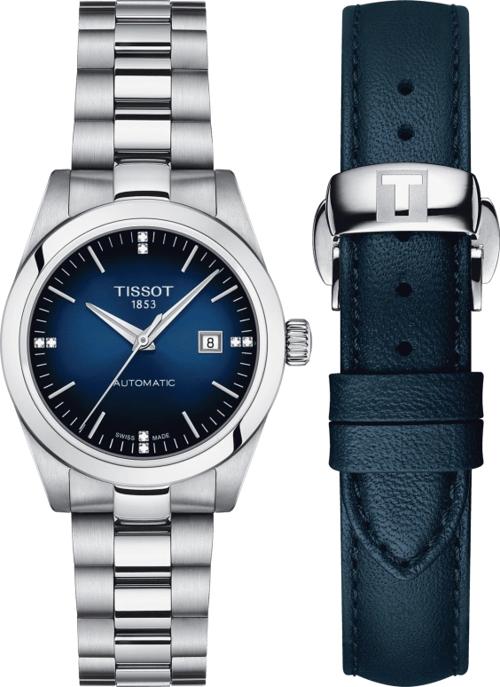 Tissot,T-Lady 29.30mm,29.30mm,Stainless Steel,Blue,Automatic,Date,48hours,T132,T132.007.11.046.00