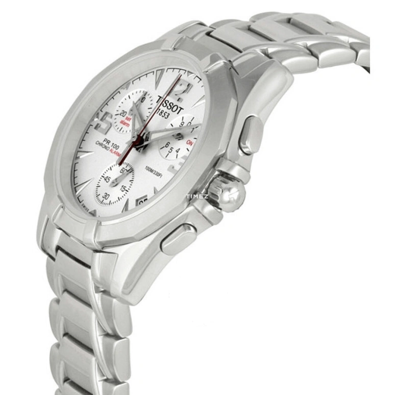 Tissot,PR 100 40mm,40mm,Stainless Steel,White,Quartz,Chronograph,Day,Flyback,Alarm,Sapphire,Crystal Glass,Round,T14,T14.1.486.32