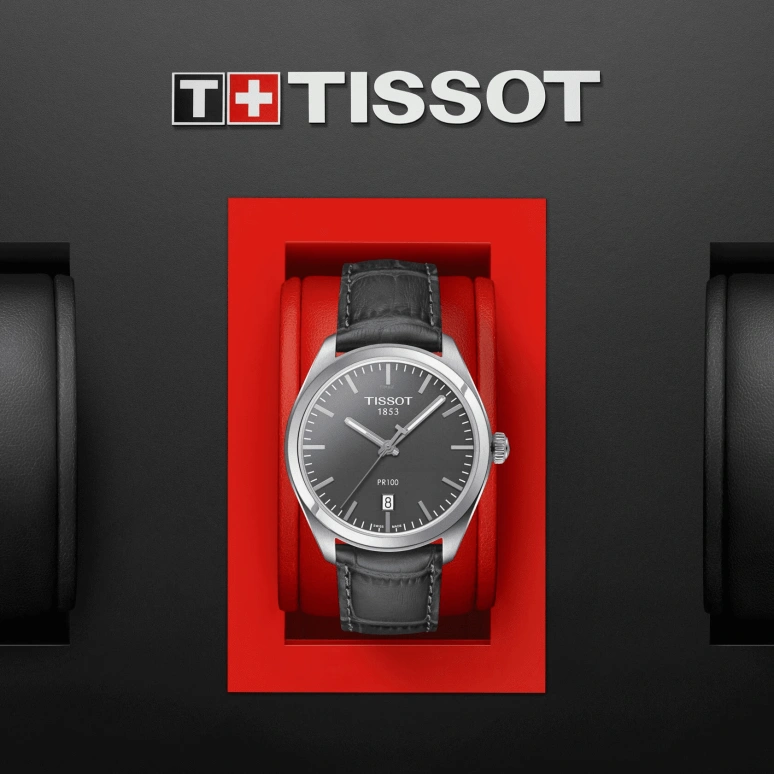 Tissot,PR 100 39mm,39mm,Stainless Steel,Coal Gray,Quartz,Day,26280hours,T101,T101.410.16.441.00