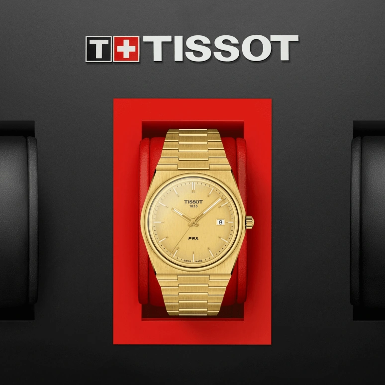 Tissot,PRX 40mm,40mm,Stainless Steel,Champagne,Quartz,Date,Sapphire,T137,T137.410.33.021.00