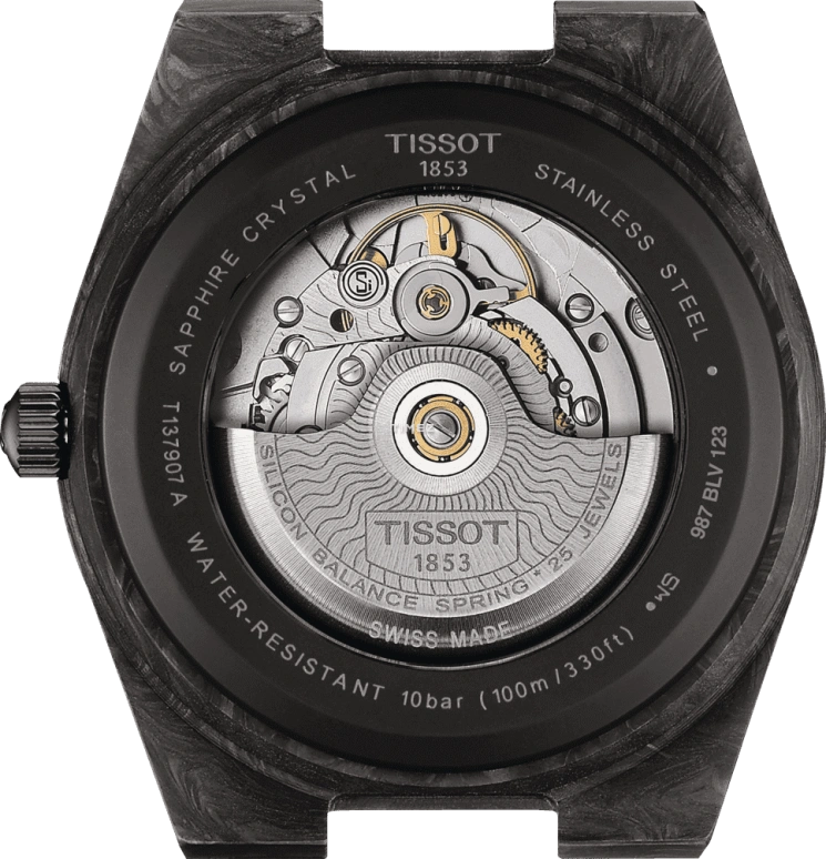 Tissot,PRX 40mm,40mm,Forged Carbon,Stainless Steel,Black,Automatic,Day,In-house Caliber,T137,T137.907.97.201.00